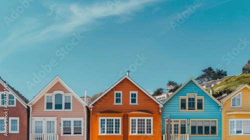The houses have different colors and shapes