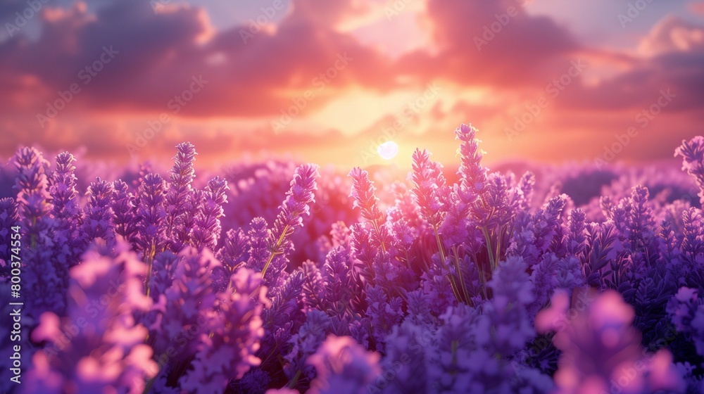 Tranquil Morning in a Lavender Field, generative ai