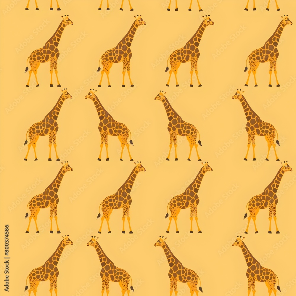 Obraz premium Stylized Giraffe Pattern in Minimalist Flat Design with Seamless Repeat