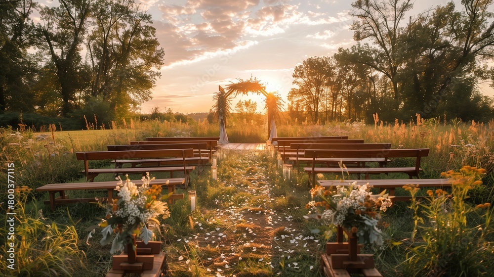 Obraz premium Simple Elegance: Outdoor Wedding Setting, generative ai