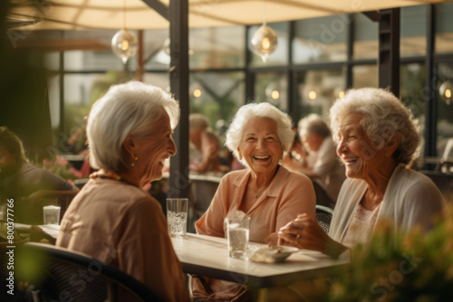 Joyful Senior Friends at a Caf  