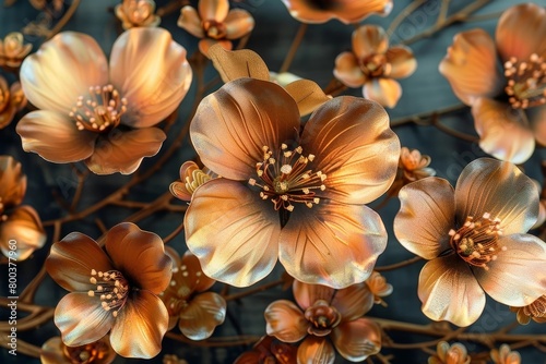 Iridescent Brown Flower Patterns Depicting Nature's Enchanting