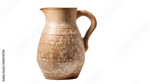 A brown vase stands gracefully on a white table on transparent background