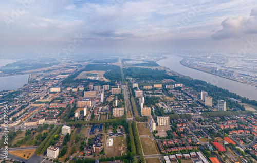 Antwerp  Belgium. Panorama of the city. Summer morning. Aerial view