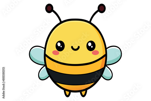 A cartoon bee with a black and yellow striped body and wings