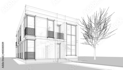 house building sketch architectural 3d illustration