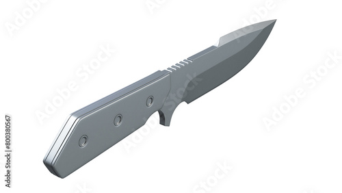 Stainless steel knife on white background - 3D render