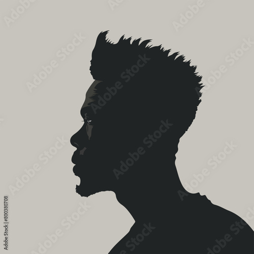 Black African man silhouette vector illustration on isolated background
