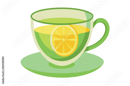 A cup of tea with a lemon slice in it