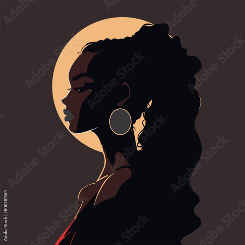 Black African woman silhouette vector illustration on isolated background © Generative Ai