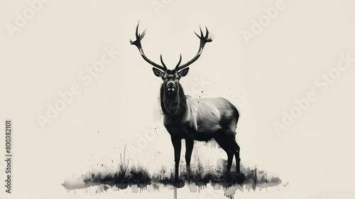 Scandinavian Style Deer Line Art  generative ai