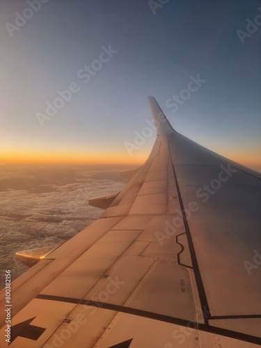 Sunset view from airplane window
