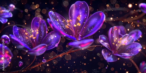 Cluster of vibrant purple flowers contrasted against a dark black background