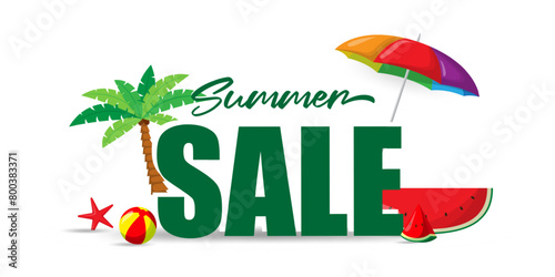 Vector illustration of Summer Sale elements on transparent background