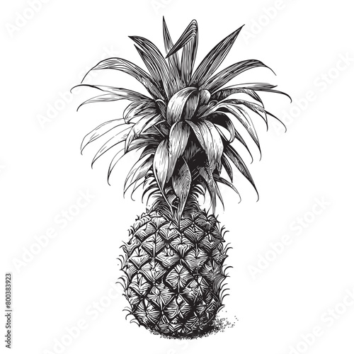 vector engraving illustration of pineapple