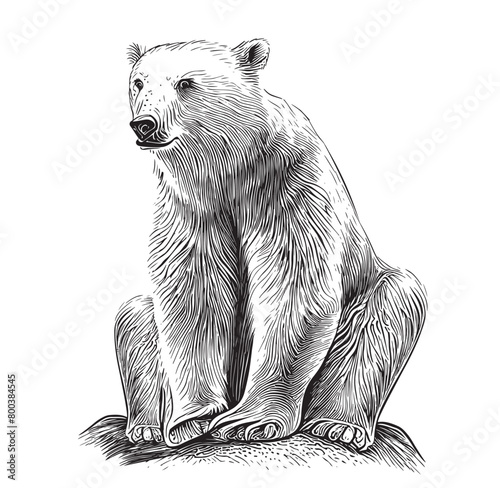 black and white engrave isolated bear