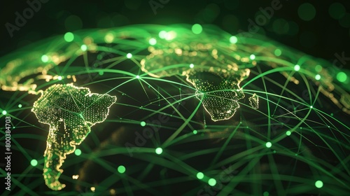 Wallpaper Mural A striking green global internet network background illustrates the expansive reach of digital connections. Torontodigital.ca