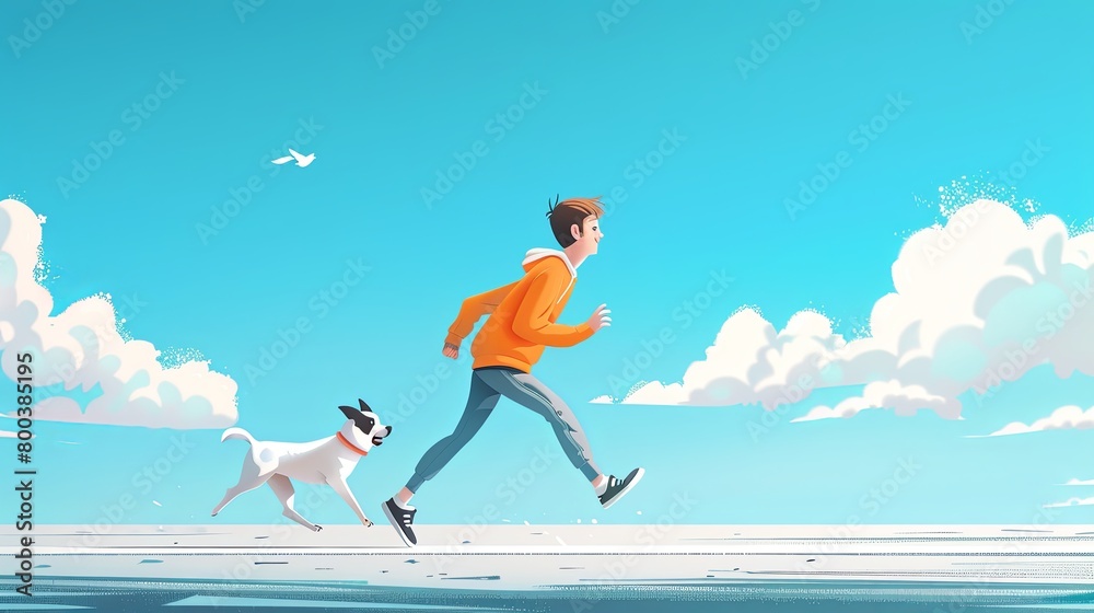 boy running with dog