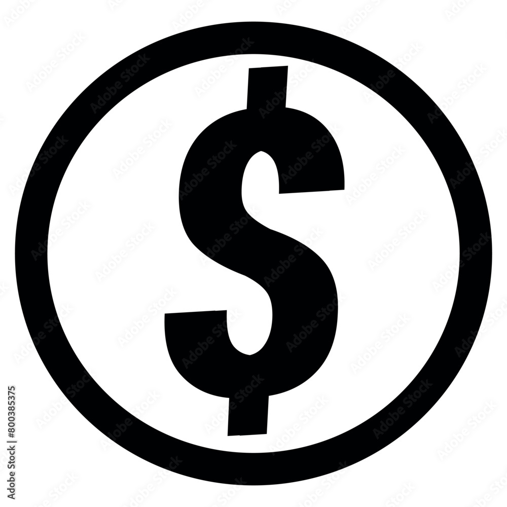 Dollar sign inside of circle. Illustration of payment and money sign, icon.
Dollar sign inside of circle. Illustration of payment and money sign, icon.