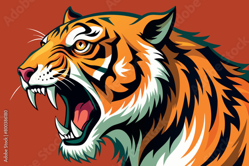 A tiger with its mouth open and teeth bared