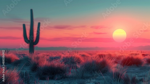 Tranquil Desert Dusk, generative ai