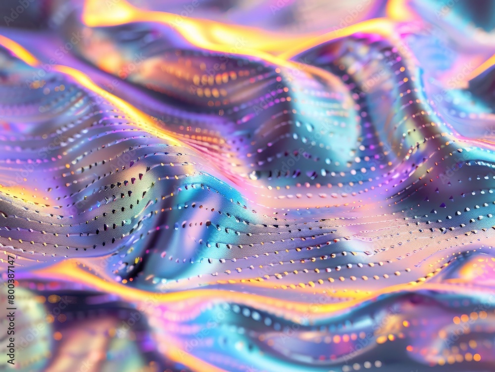 A textured surface with metallic sheen and holographic patterns, hinting at advanced materials and design in the future A textured surface with metallic sheen and holographic patterns, hinting at advanced materials and design in the future