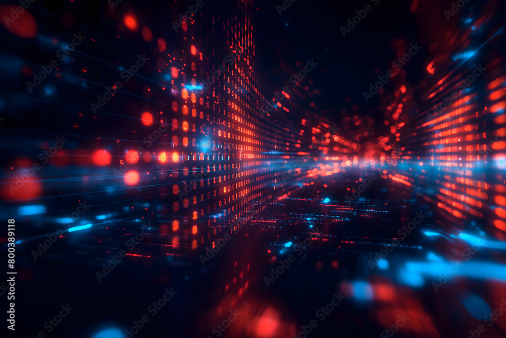 Dynamic Light Trails and Digital Data Flow Concept