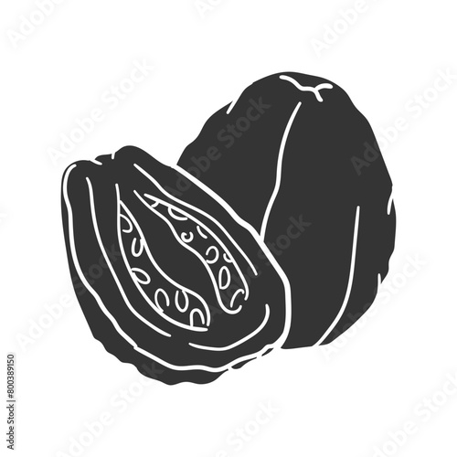 Guava Fruit Icon Silhouette Illustration. Exotic Food Vector Graphic Pictogram Symbol Clip Art. Doodle Sketch Black Sign.