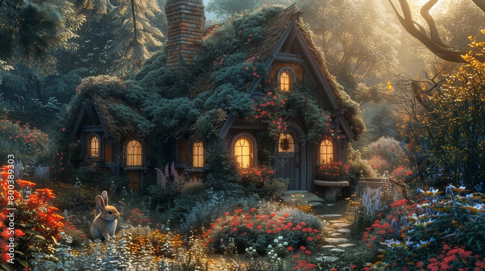 Cozy Cottage in the Secret Garden, generative ai