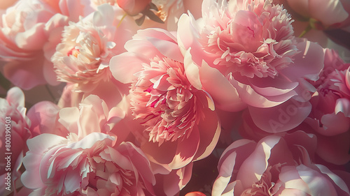 A close-up of a bouquet of pink peonies.
