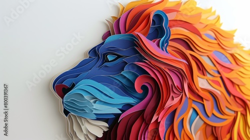 Colorful paper cut lion head sculpture © cac_tus