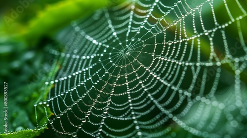 Dewy Spider Web: Nature's Intricate Design, generative ai © Matus