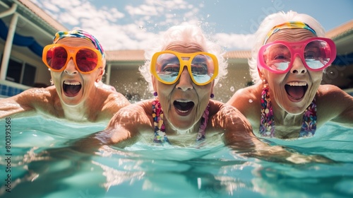 old women having fun in the summer in the pool © tetxu