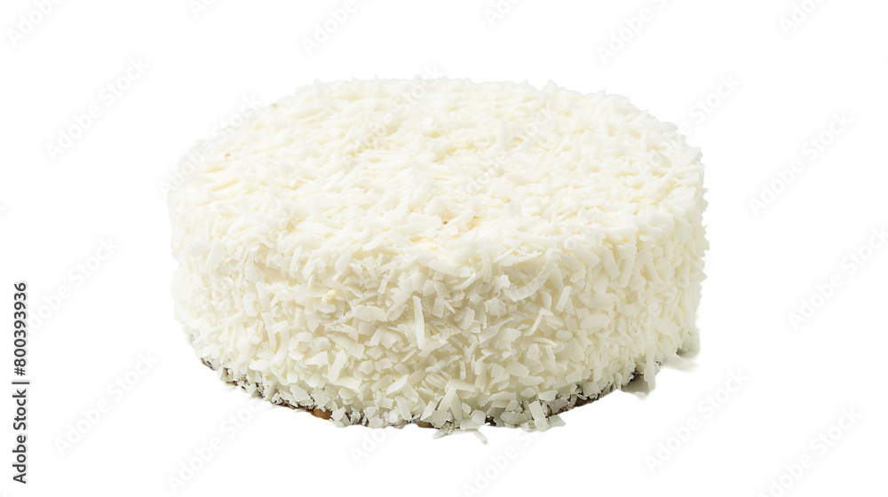 Tempting Coconut Cake Slice on Transparent Plate, Delicious Homemade Dessert for Celebrations, Bakery Shop's Fresh Pastry with Creamy Coconut Icing