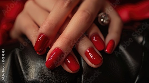 Woman hand on manicure treatment in beauty salon.