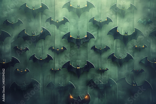 Halloween background seamless pattern with bats photo