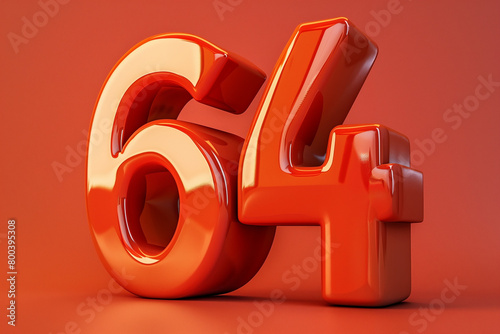 Number 64 in 3d style