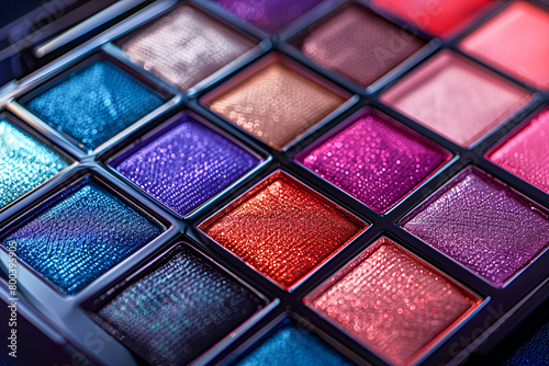 Vibrant Eyeshadow Palette Close-Up - Beauty Makeup Cosmetic Textures