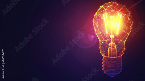 Incandescent lamp bright light. Low poly wireframe points