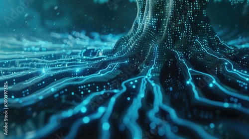 Blockchain tree branching into digital roots