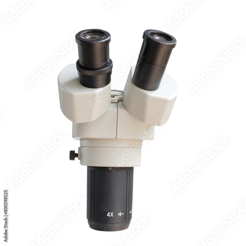 Industrial microscope isolated on white background, technology concept.