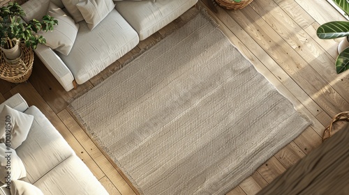 Tranquil Ambiance: Solid Fabric Rug in Dim, Low Saturation Scene