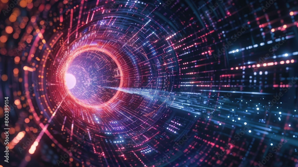 Obraz premium Binary code intertwining with blockchain