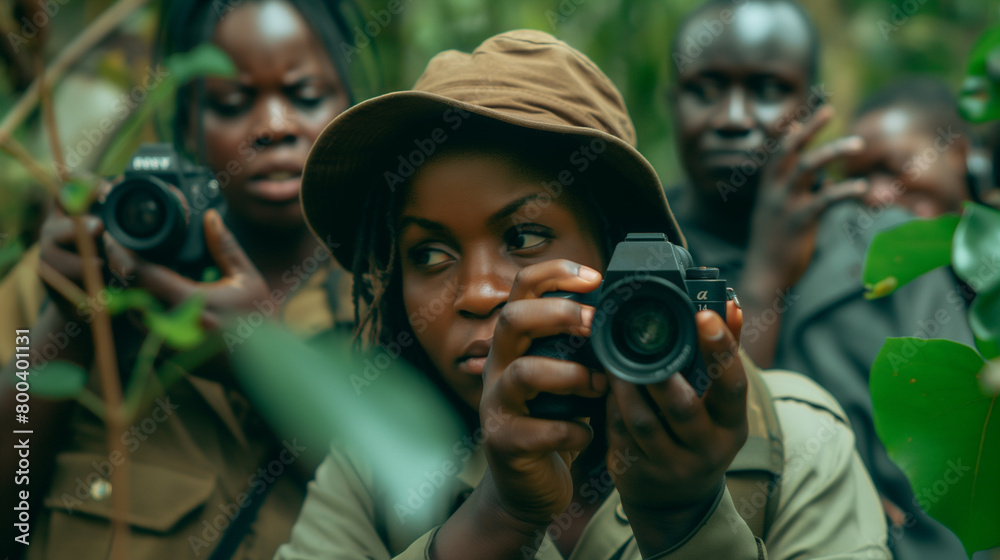 Eco-Volunteers Capturing Wildlife in the Jungle. Generative AI Eco-Volunteers Capturing Wildlife in the Jungle. Generative AI