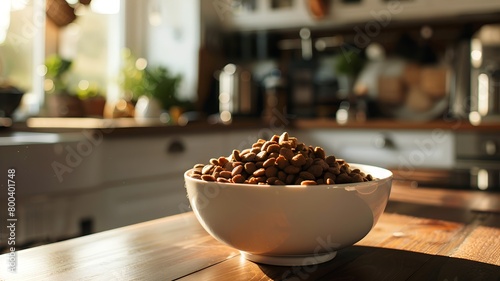 Dry food in a bowl for pets. Daily diet. design for a pet store