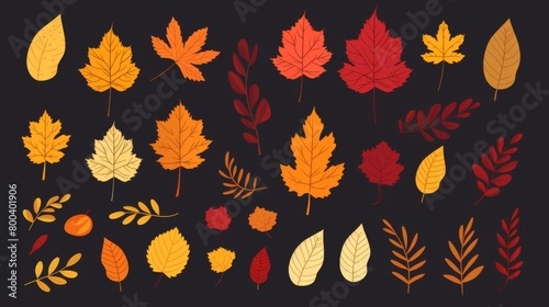 Striking silhouette paper leaves in warm autumn colors set against a dark moody background