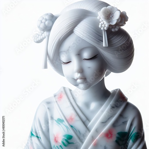 chinese  geisha statue on white