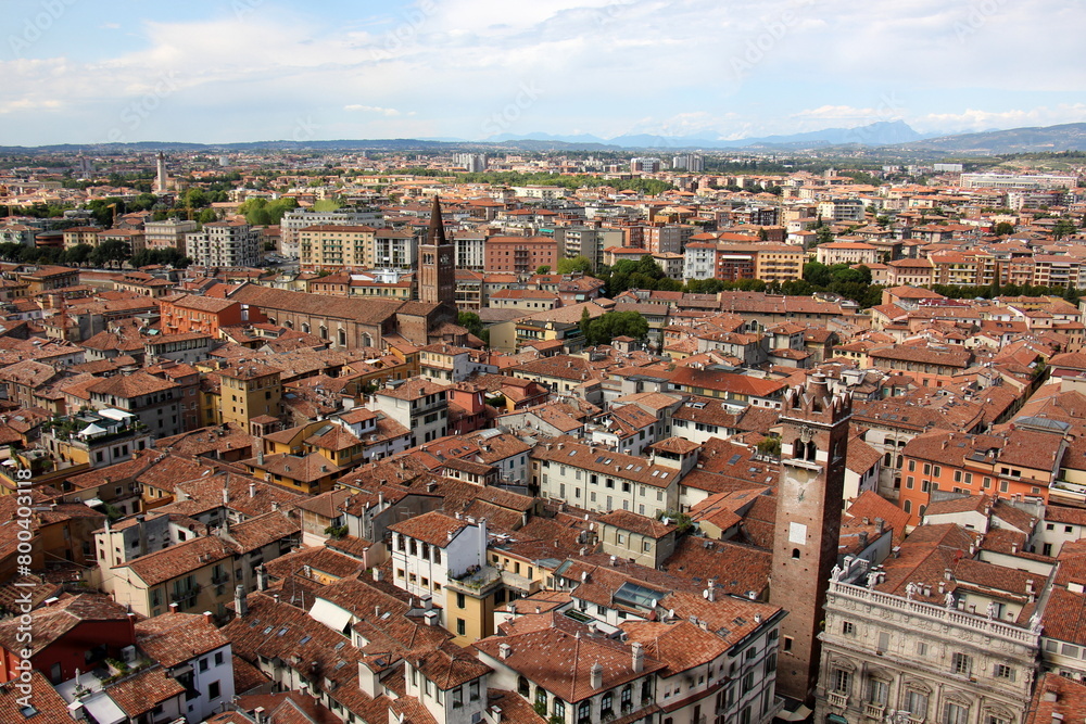 Verona Italy 09/03/2023. Red tiled roofs in the city of Verona. Verona Italy 09/03/2023. Red tiled roofs in the city of Verona.