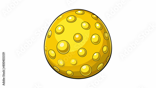 A bright yellow eggshaped ball with a rubbery texture and a sleek aerodynamic design that increases its velocity when thrown or kicked. The surface is. Cartoon Vector. photo