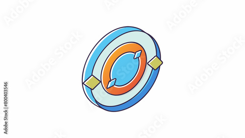 A circular sticker that when p on a flat surface appears to float above it and changes color when viewed from different angles.  on white. Cartoon Vector.